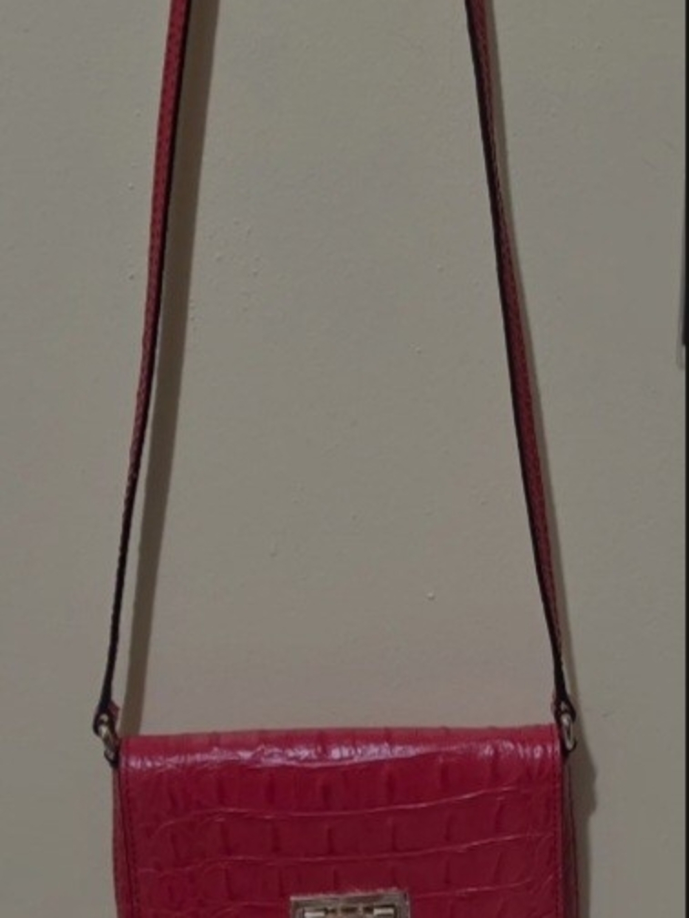 Kate Spade Red Embossed Crossbody Bag with Gold Lock